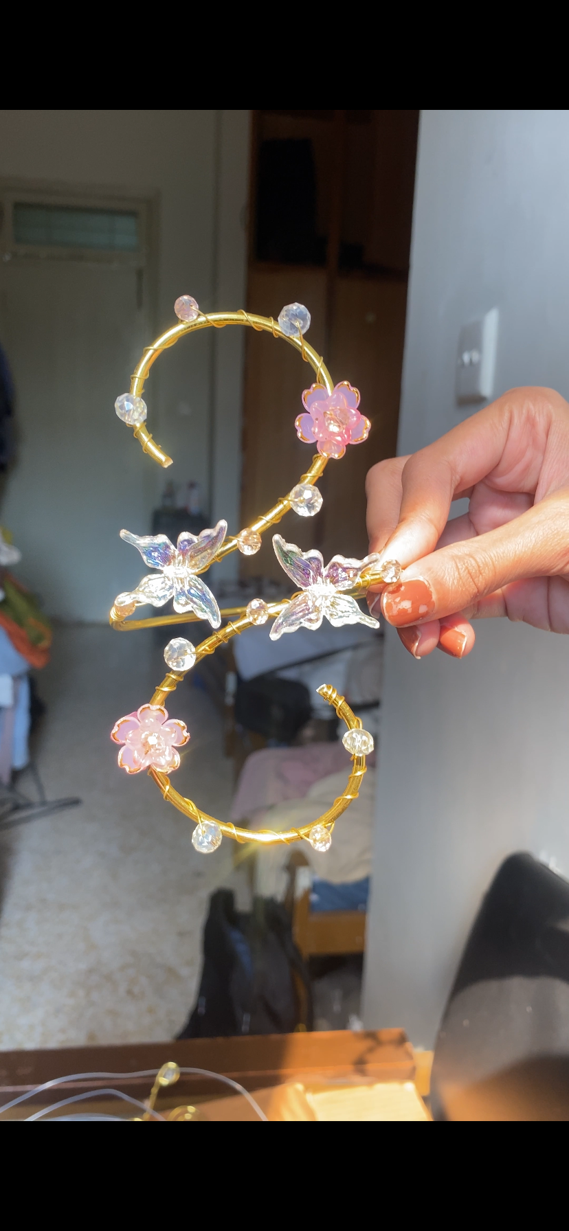 Pink Crystal butterfly armcuff