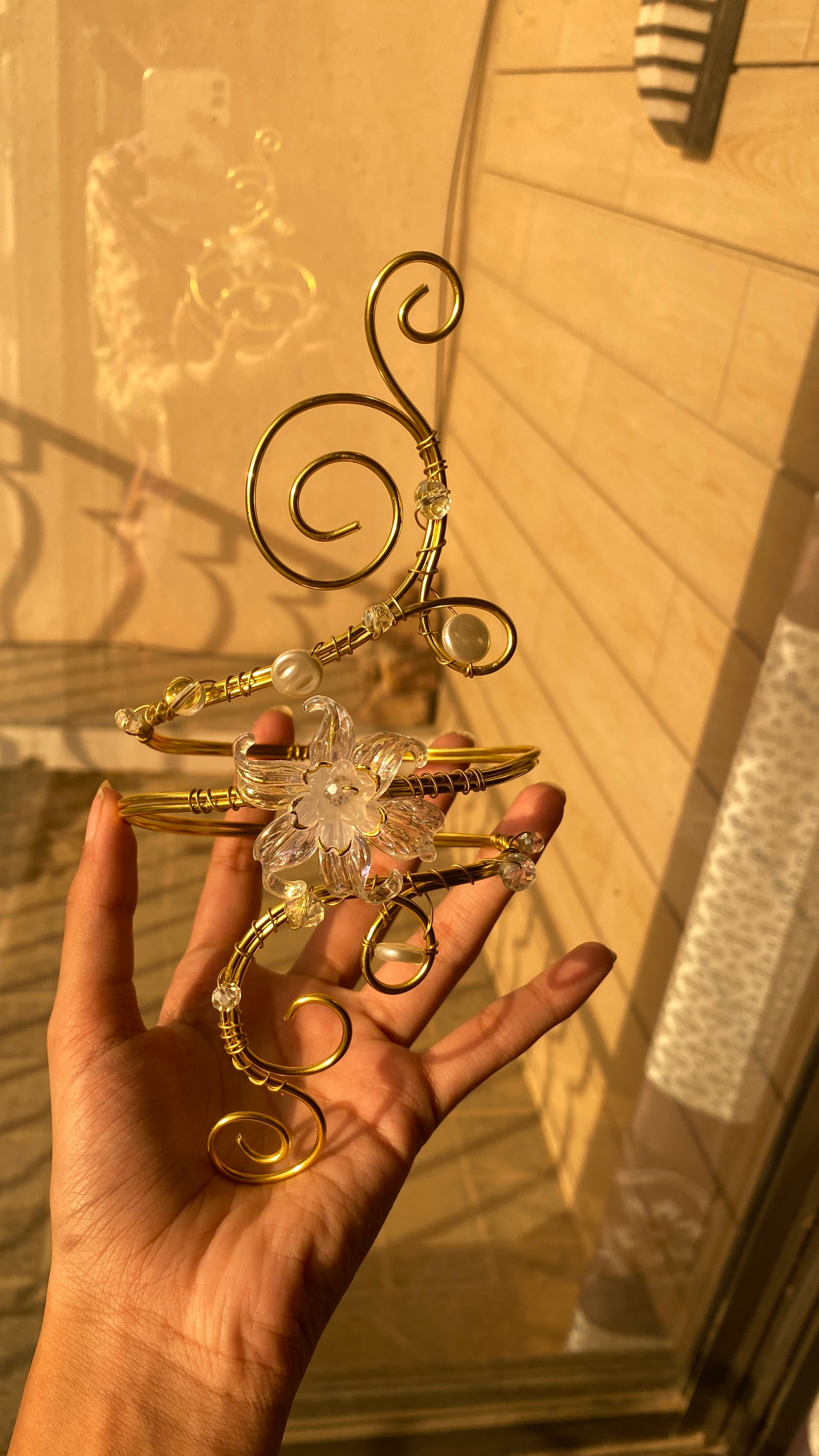 Golden crystal Lily armcuff