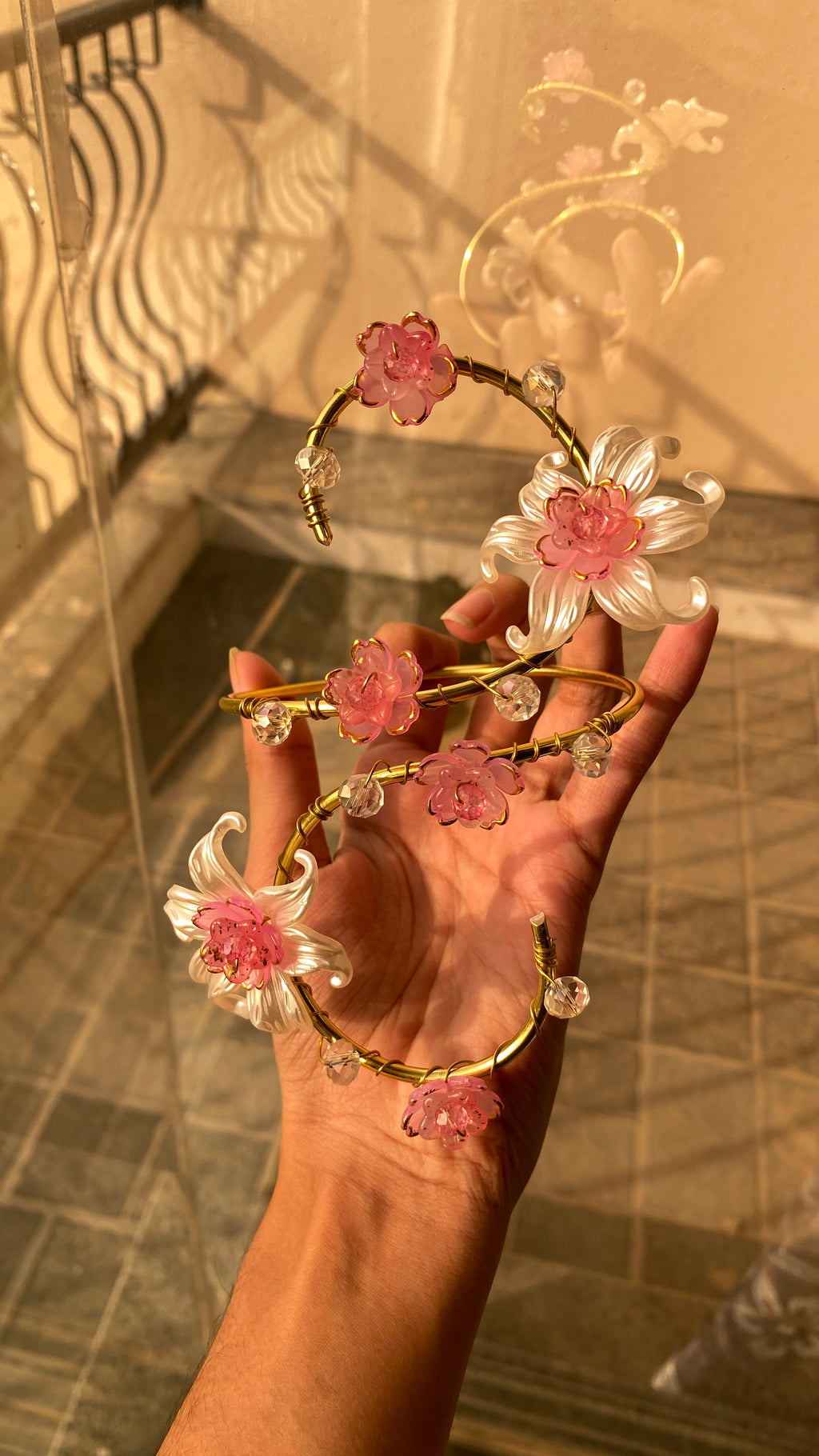 Golden pink Lily armcuff
