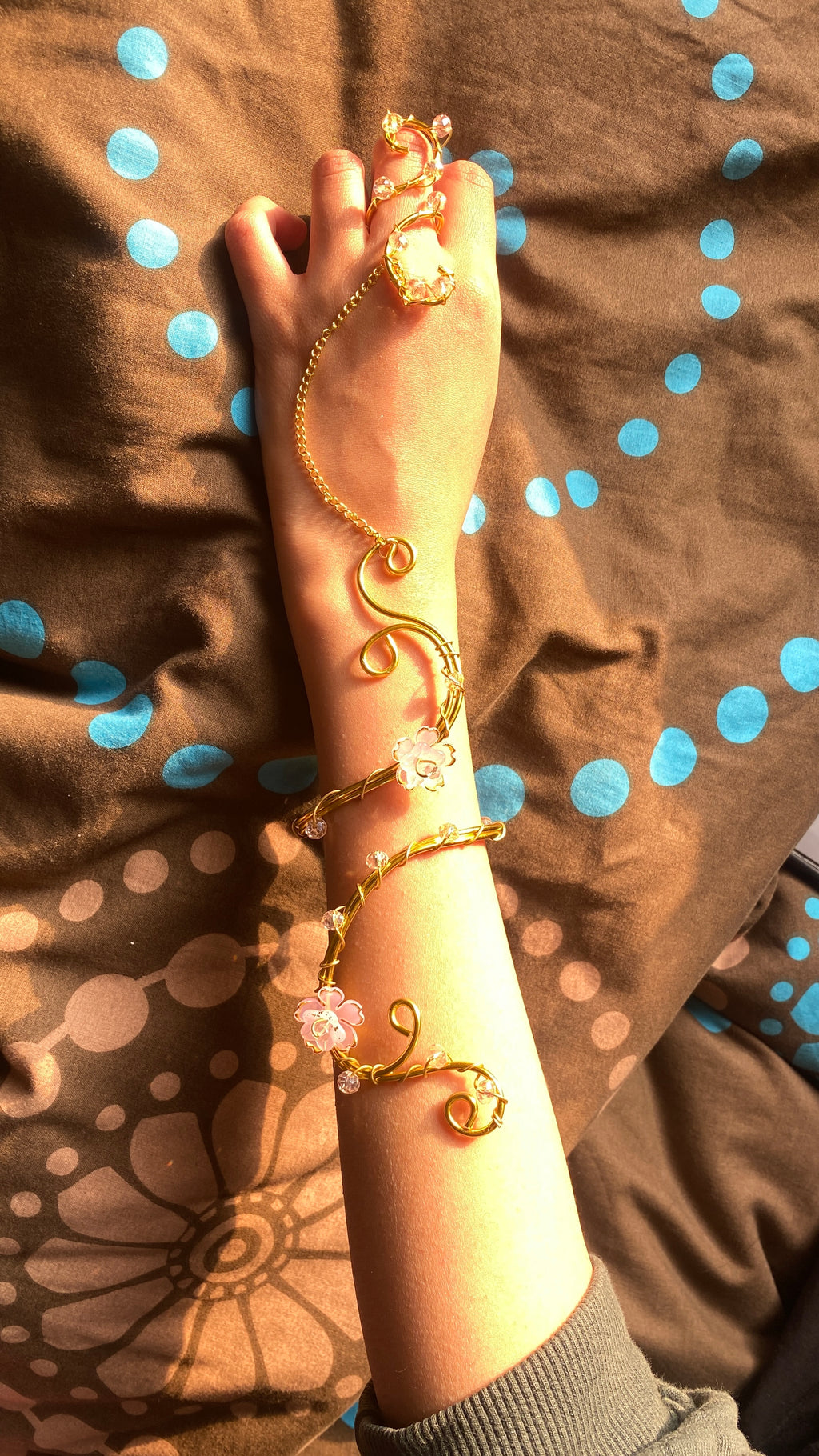 Pink flower hand cuff