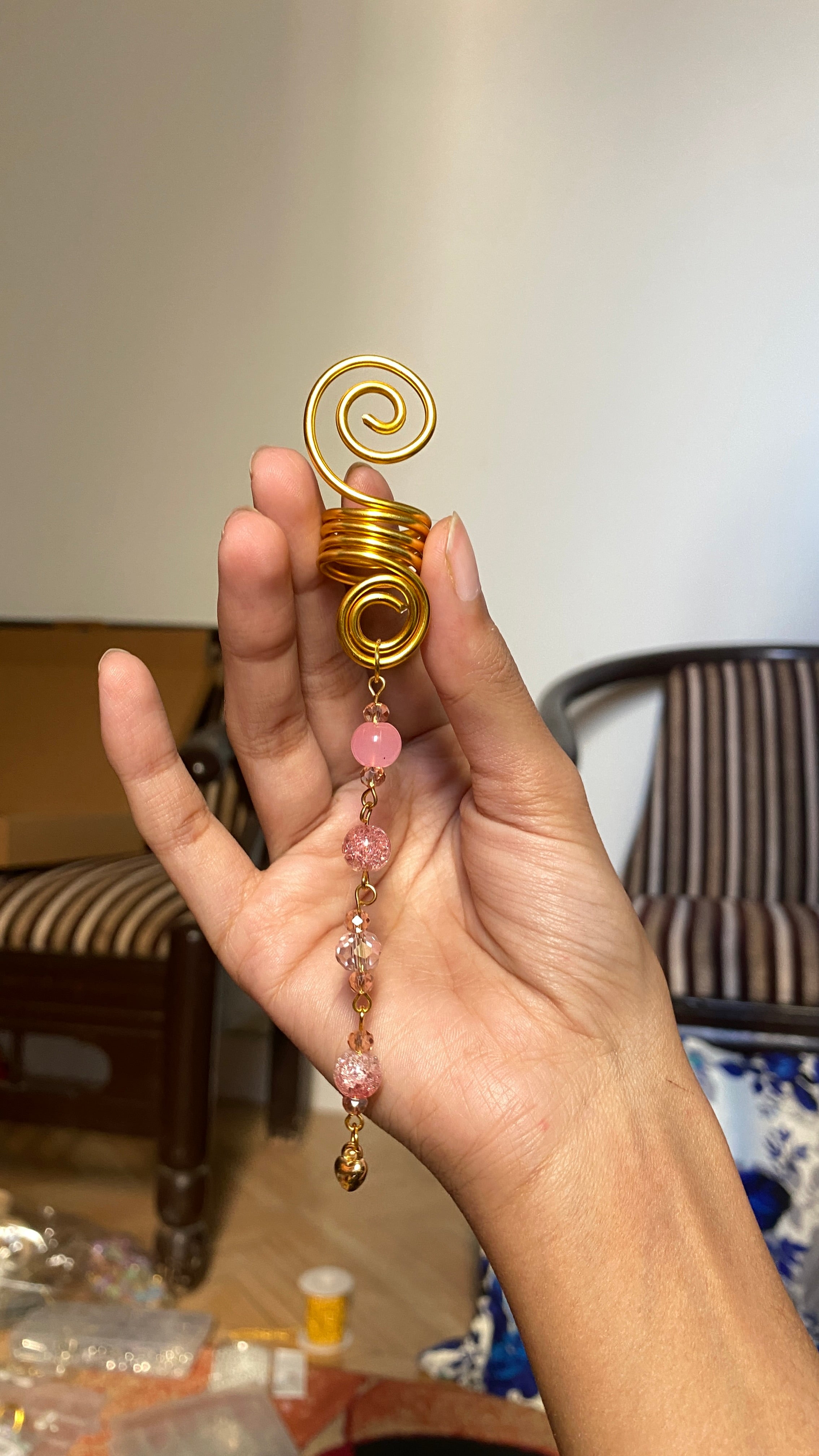 Pink heart hair spiral