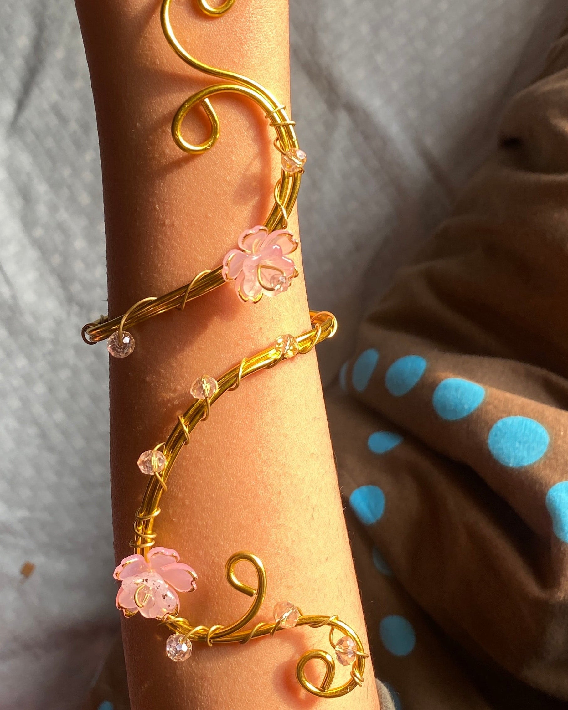 Pink flower hand cuff