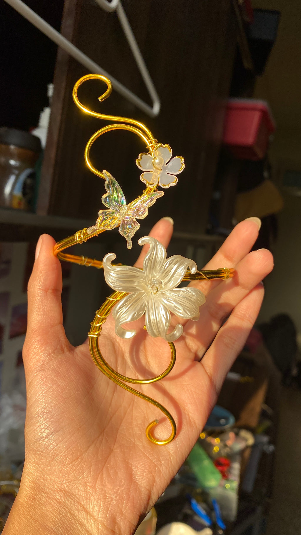 Golden lily butterfly armcuff