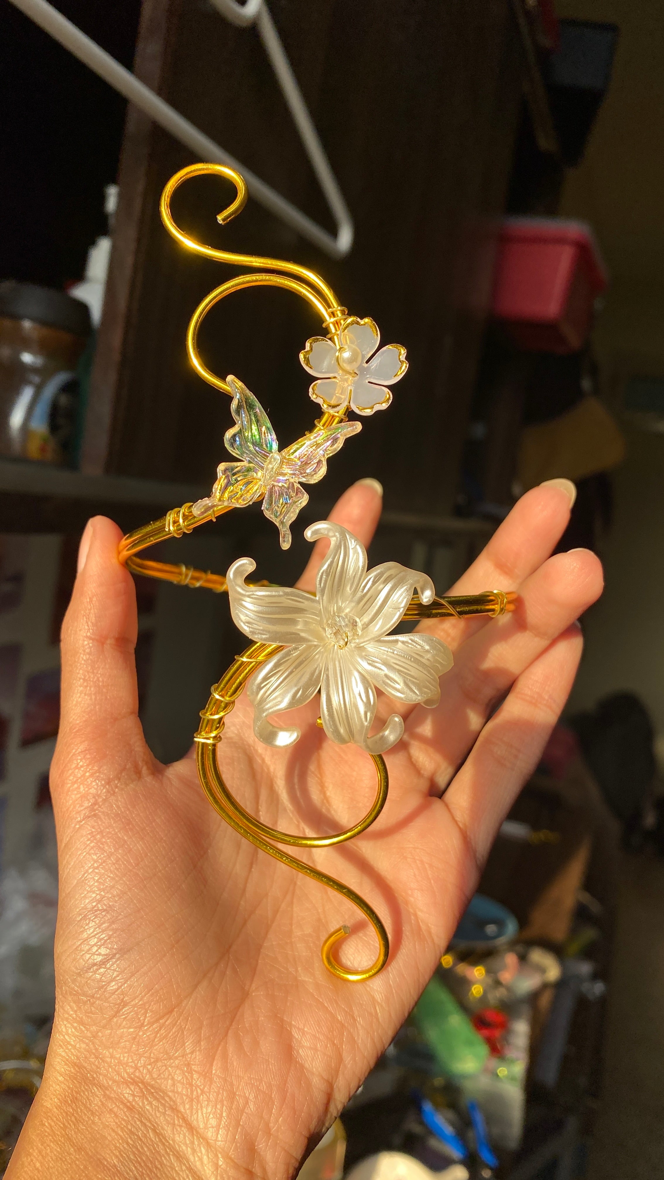 Golden lily butterfly armcuff