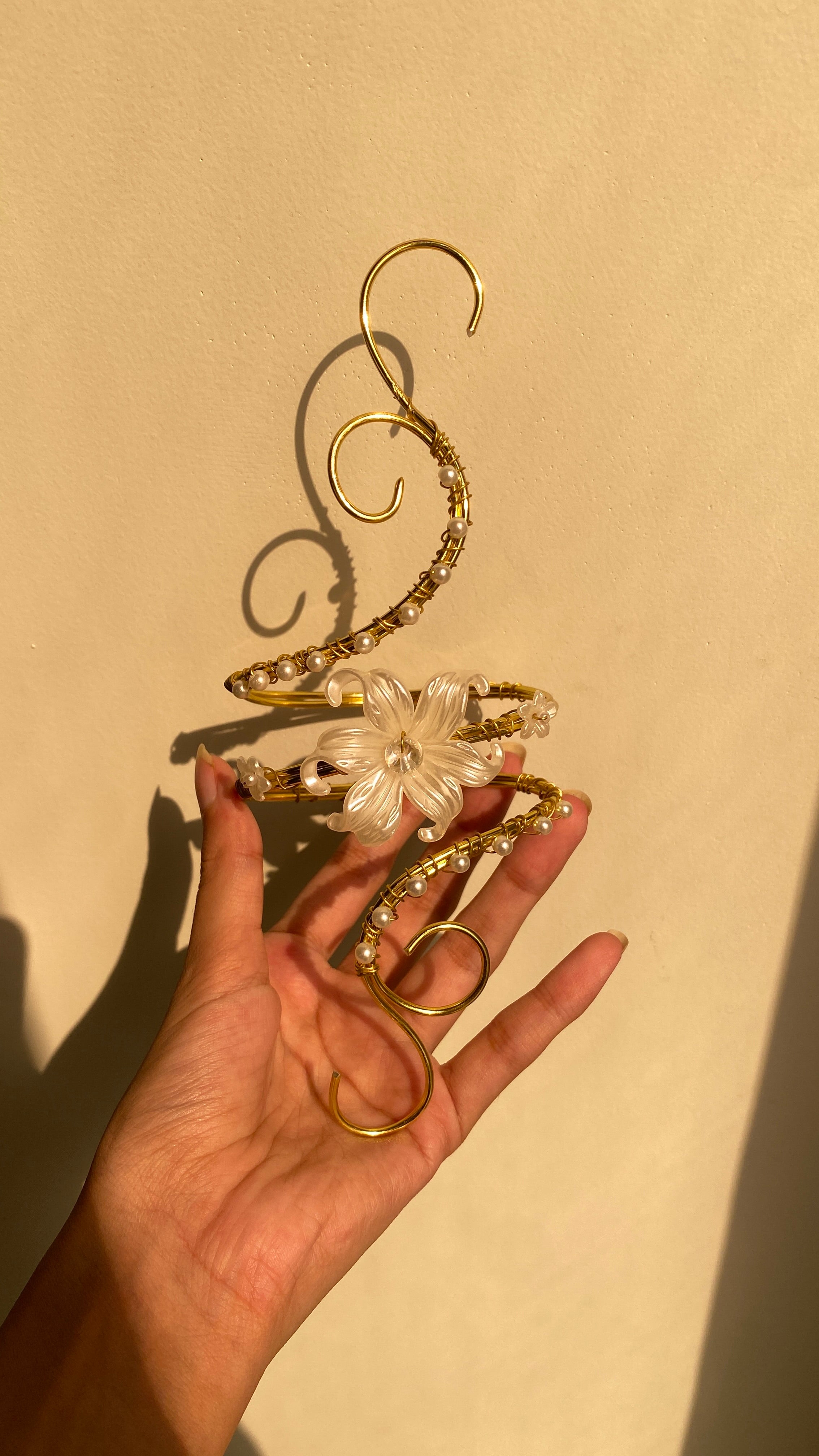 Golden pearl spiral Lily armcuff