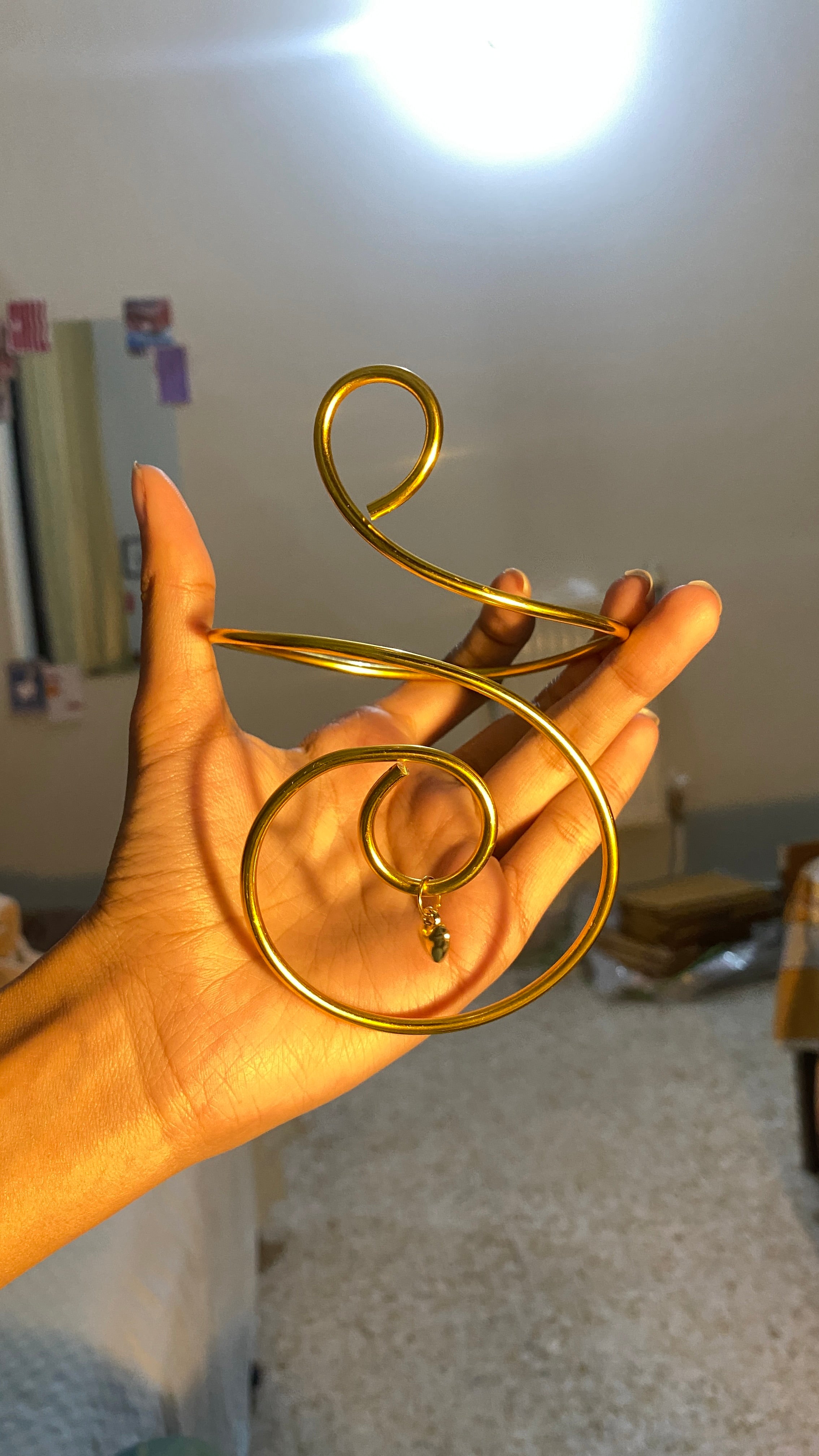 Golden Dangling heart arm cuff