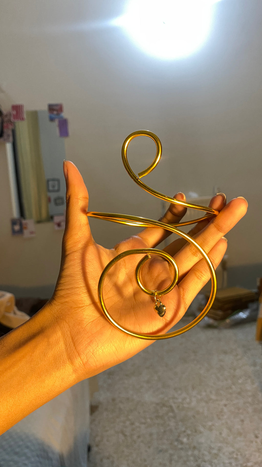 Golden Dangling heart arm cuff