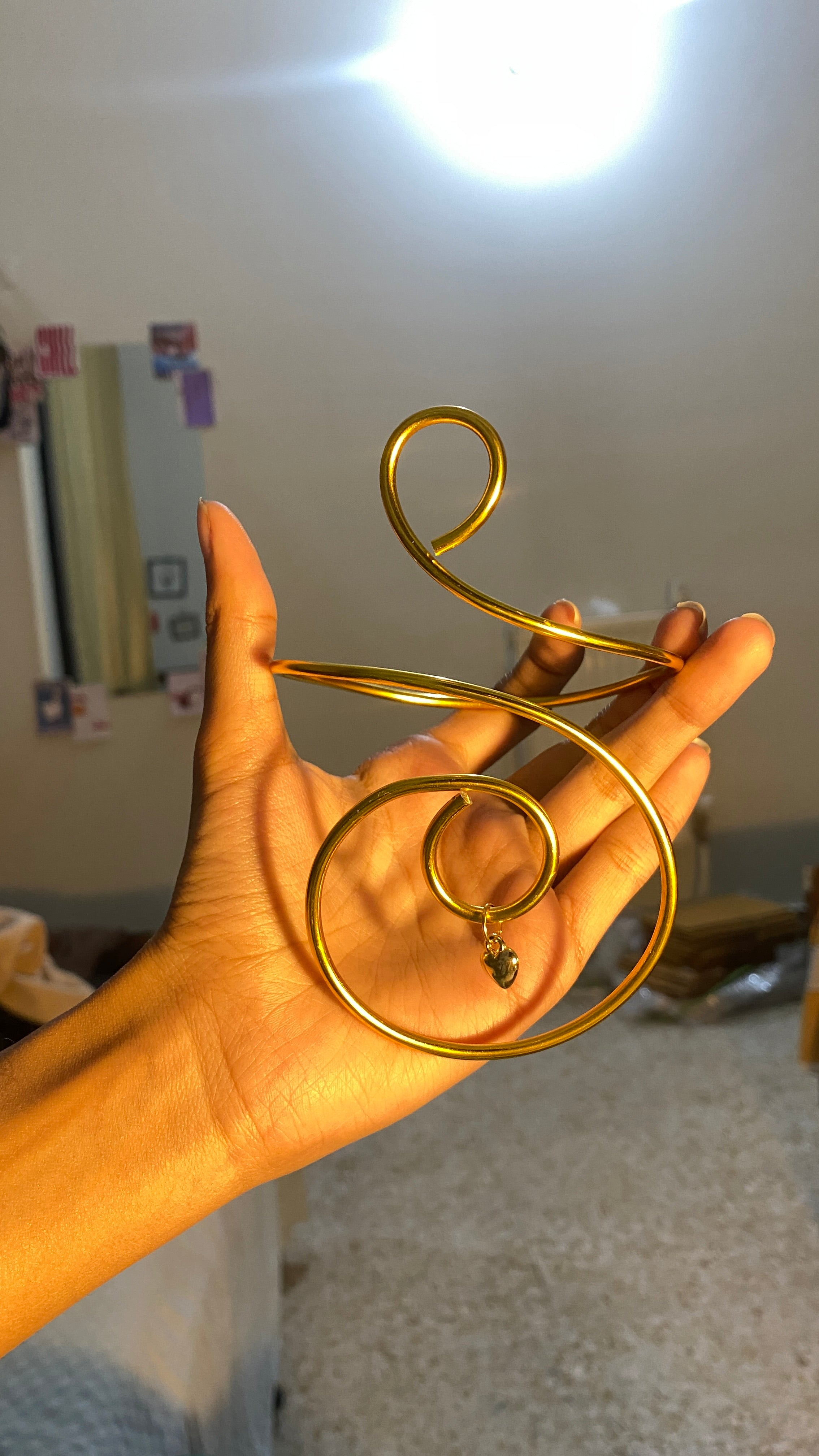 Golden Dangling heart arm cuff