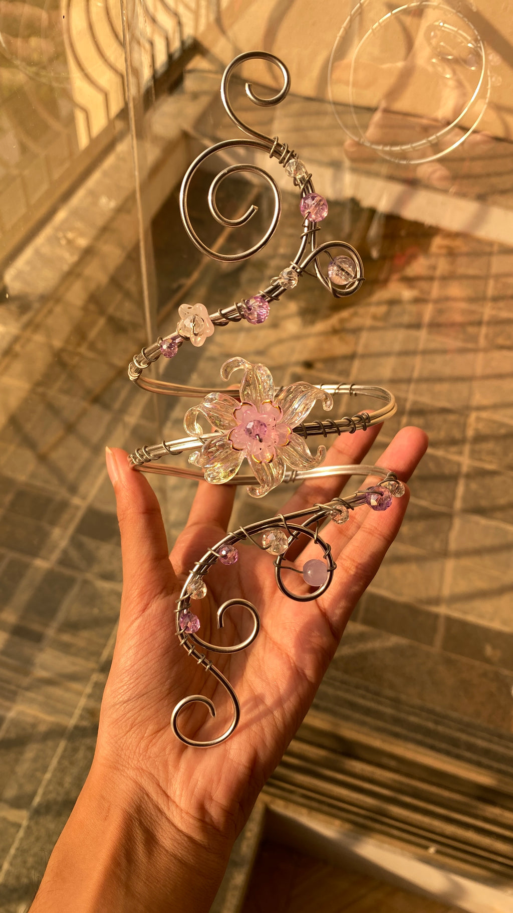 Silver lilac Lily armcuff