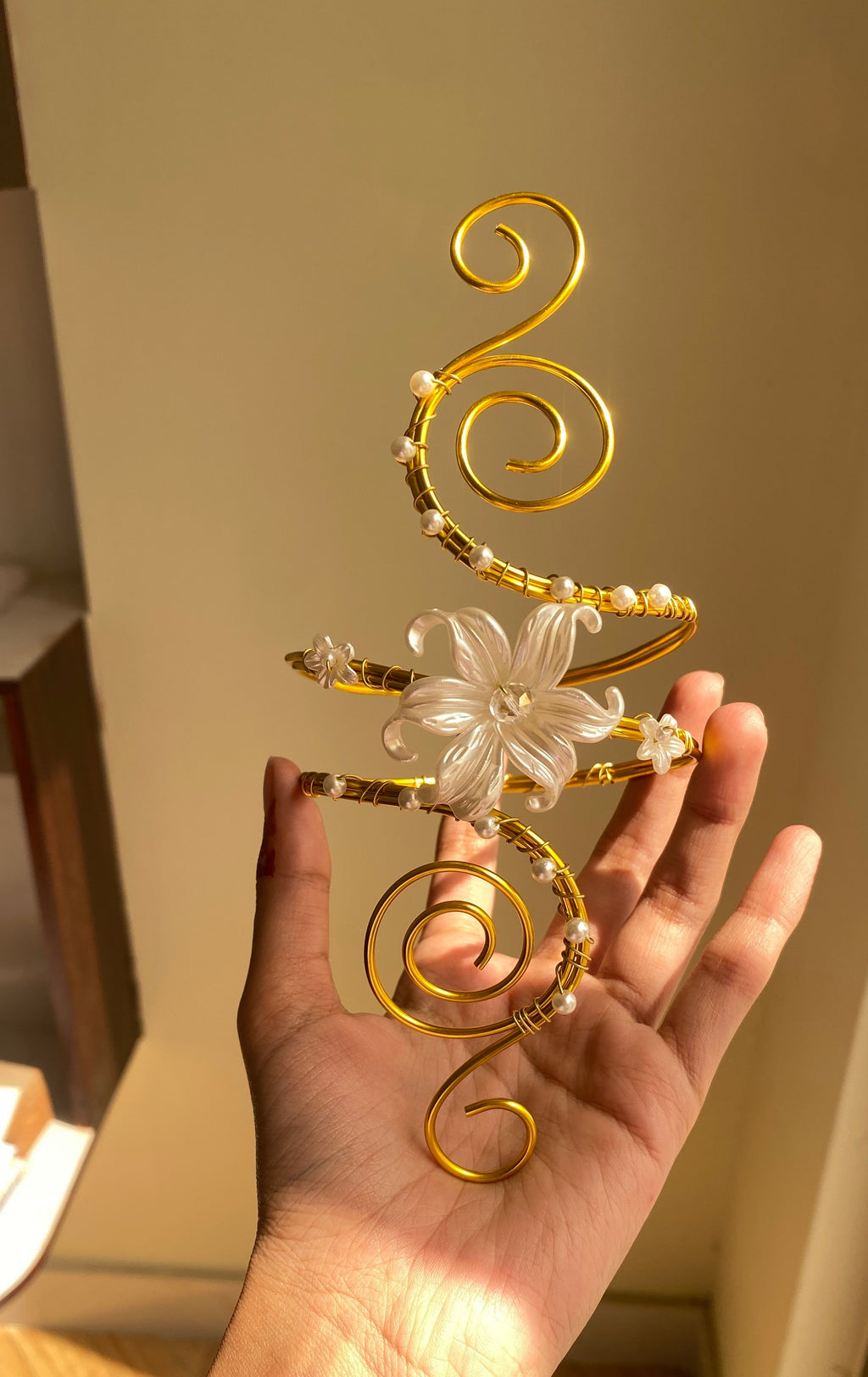 Golden spiral lily armcuff