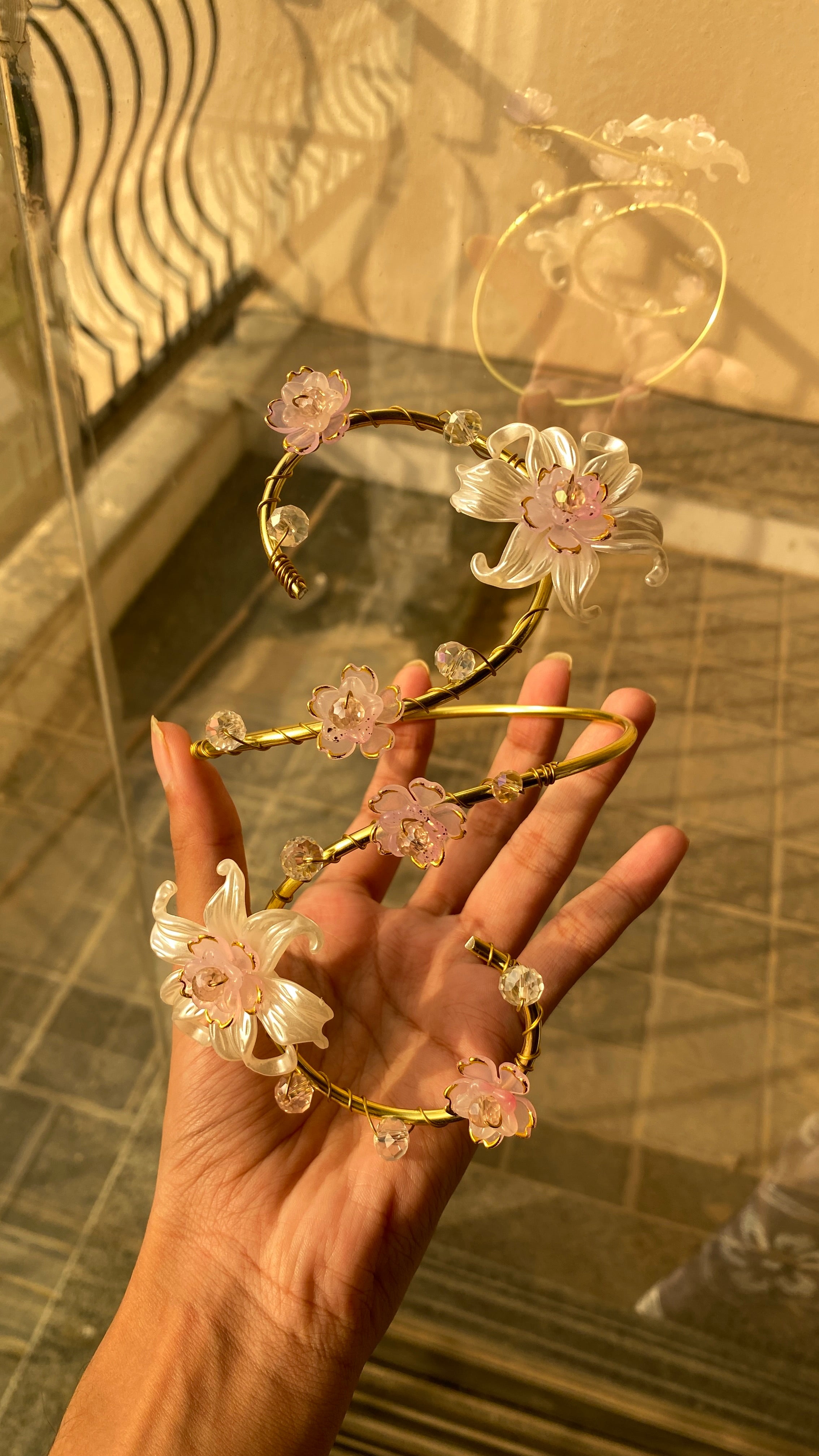 Golden pink Lily armcuff