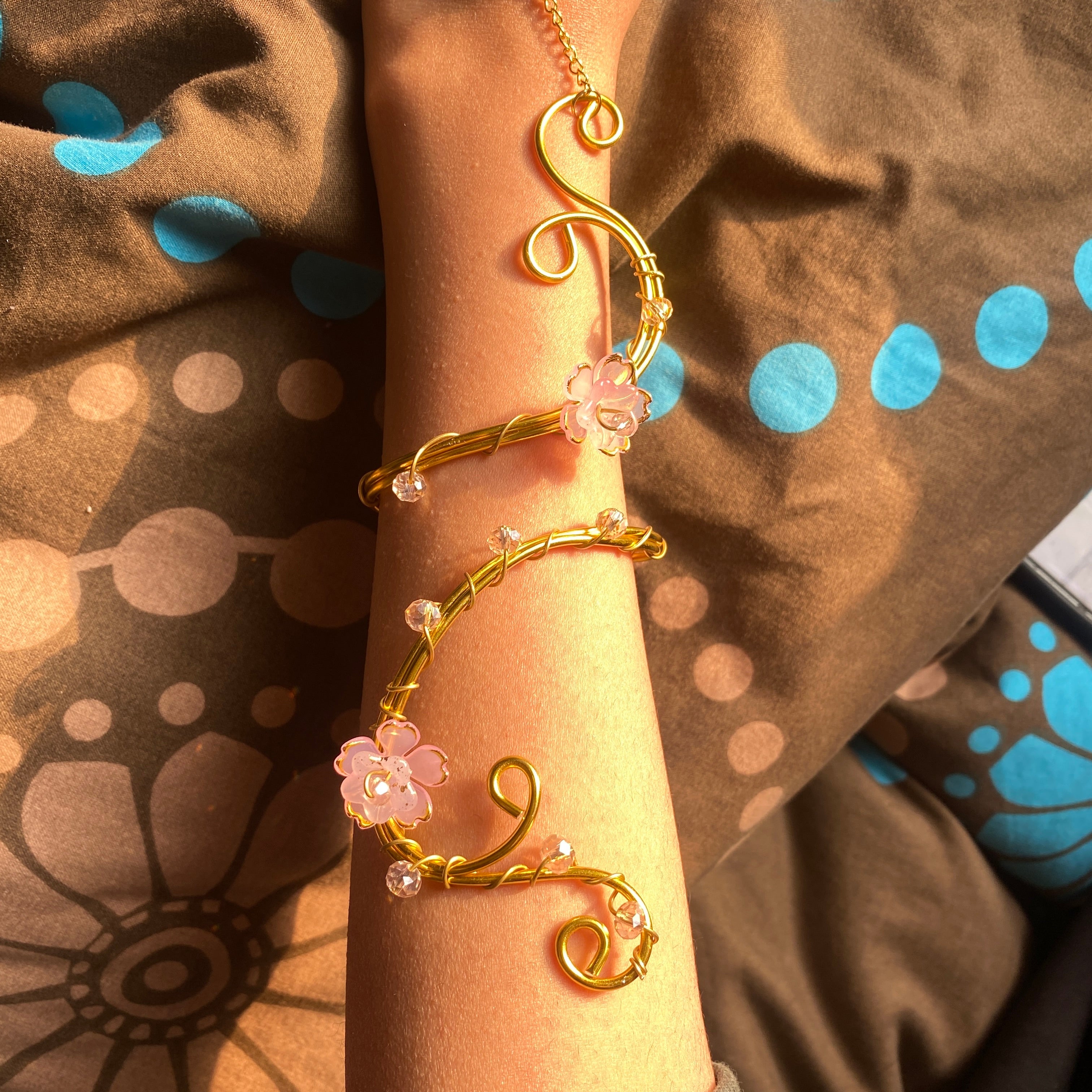 Pink flower hand cuff