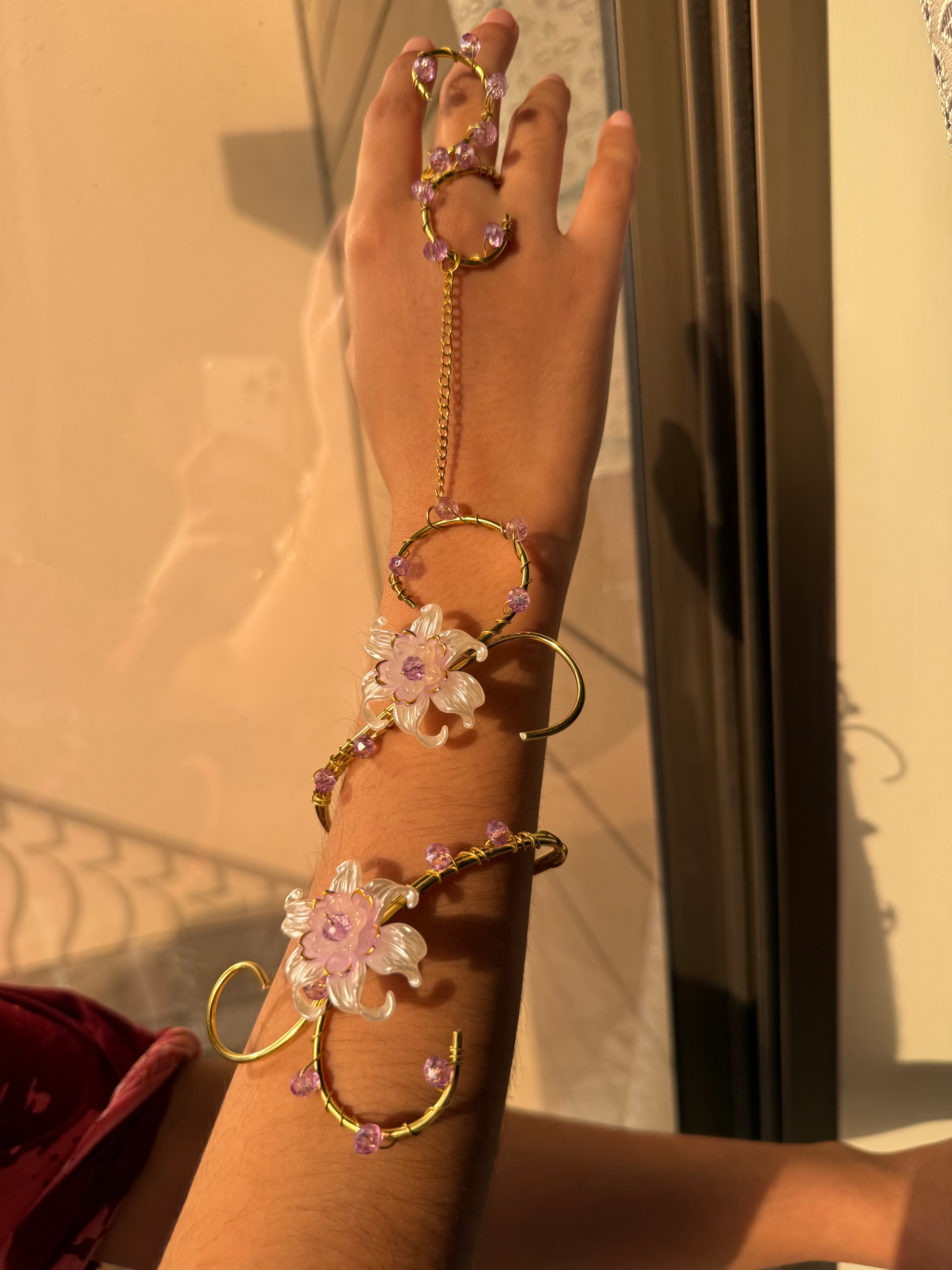 Lilac lily hand cuff