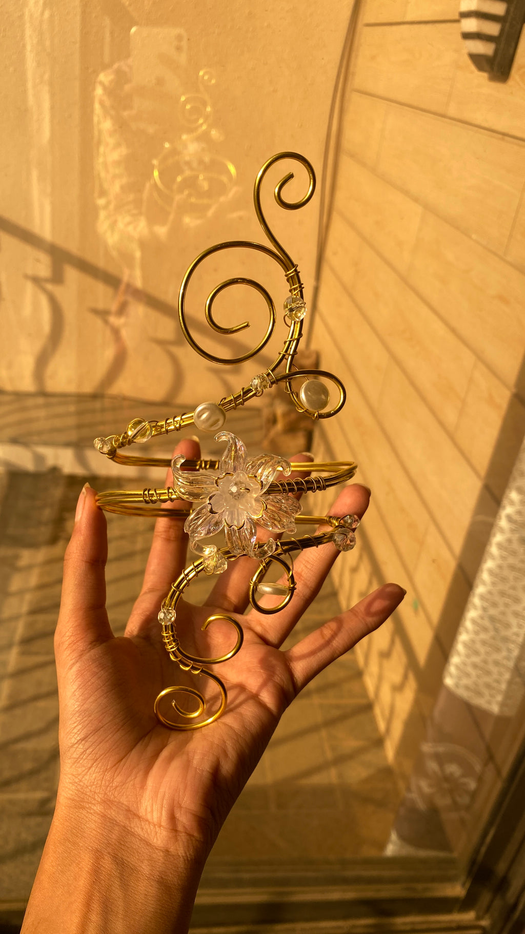 Golden crystal Lily armcuff