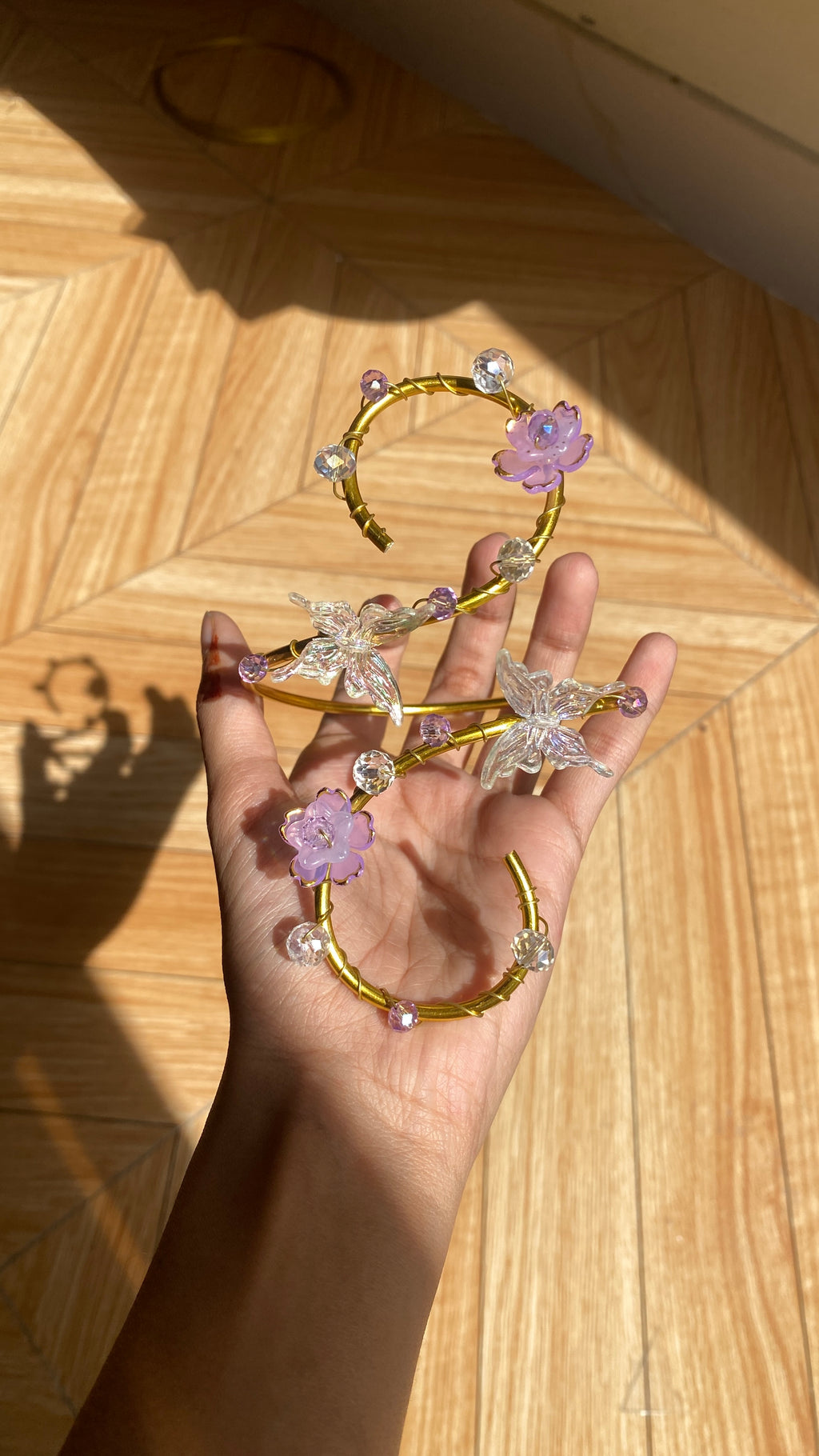 Lilac Crystal butterfly armcuff