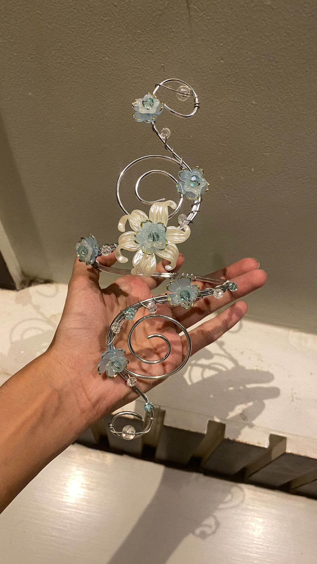 Blue lily flower armcuff