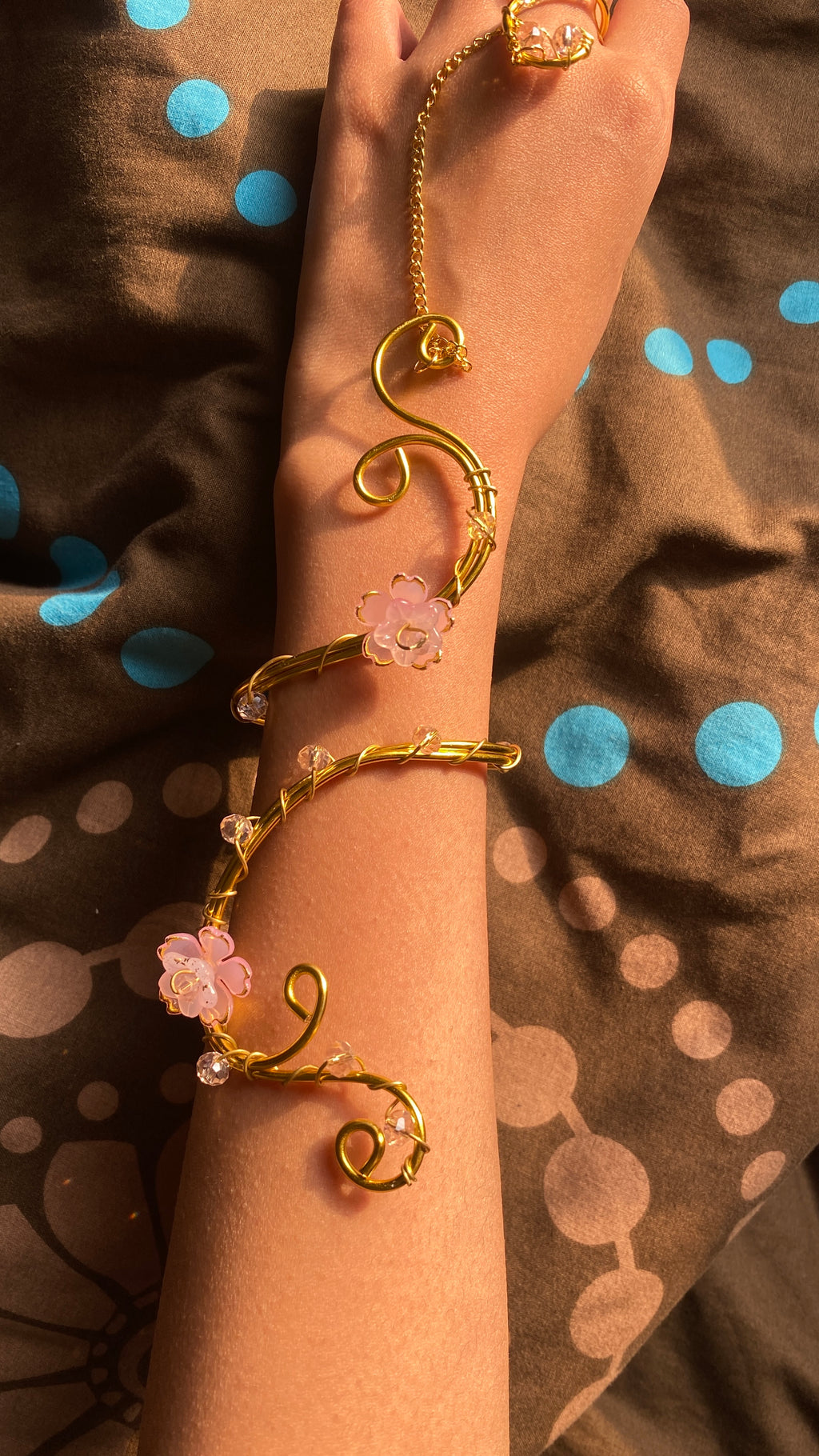 Pink flower hand cuff