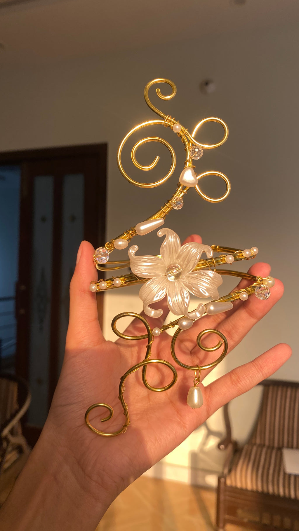 Golden white lily armcuff