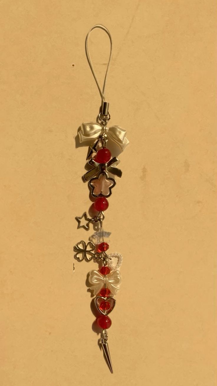 Red chunky bow phone charm