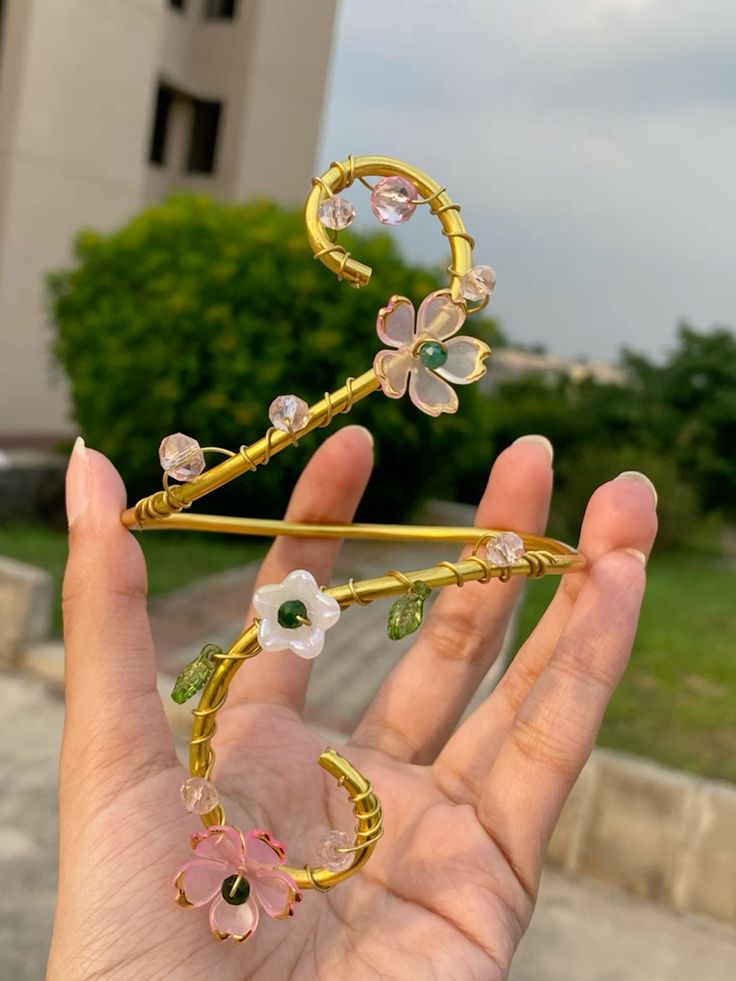 Golden pink garden arm cuff