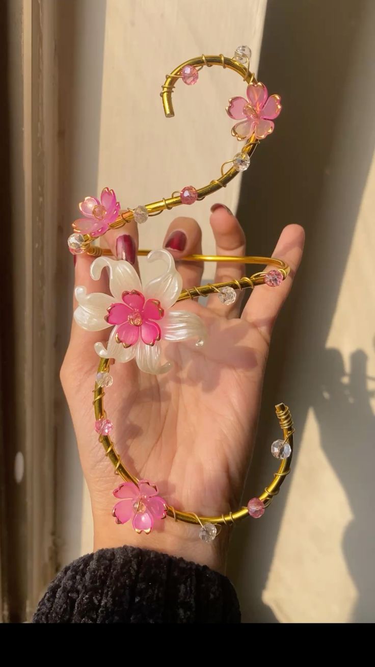 Golden pink lily arm cuff