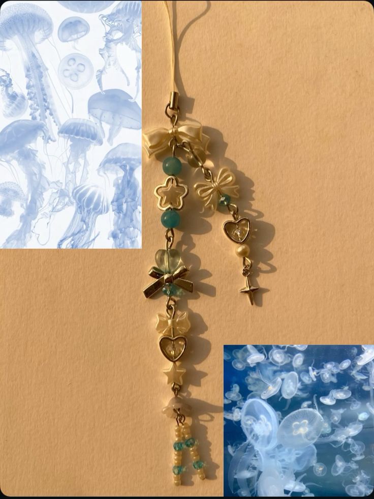 Blue jellyfish phone charm