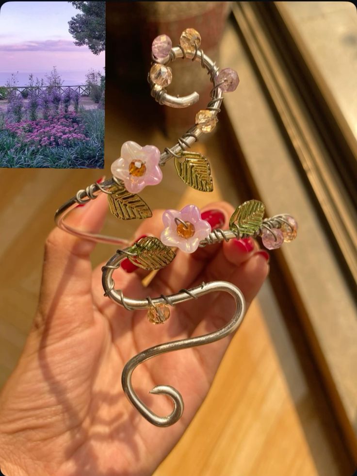 Lilac garden themed arm cuff