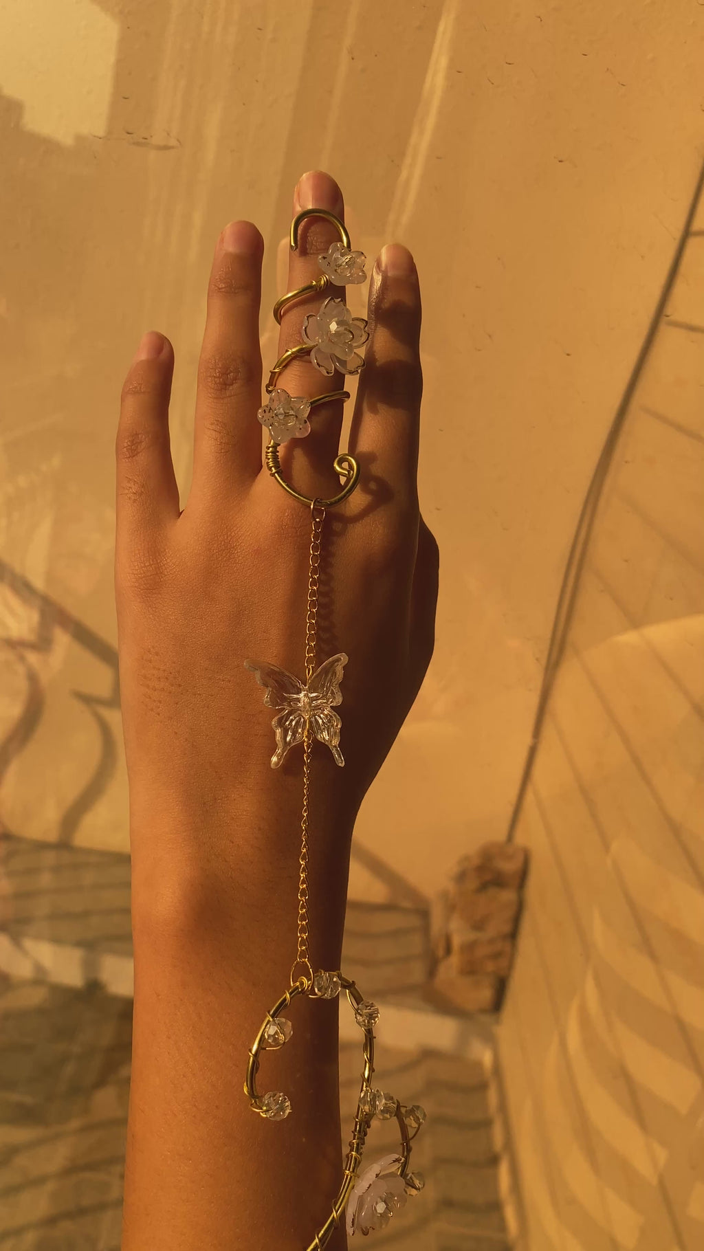 White flower hand cuff